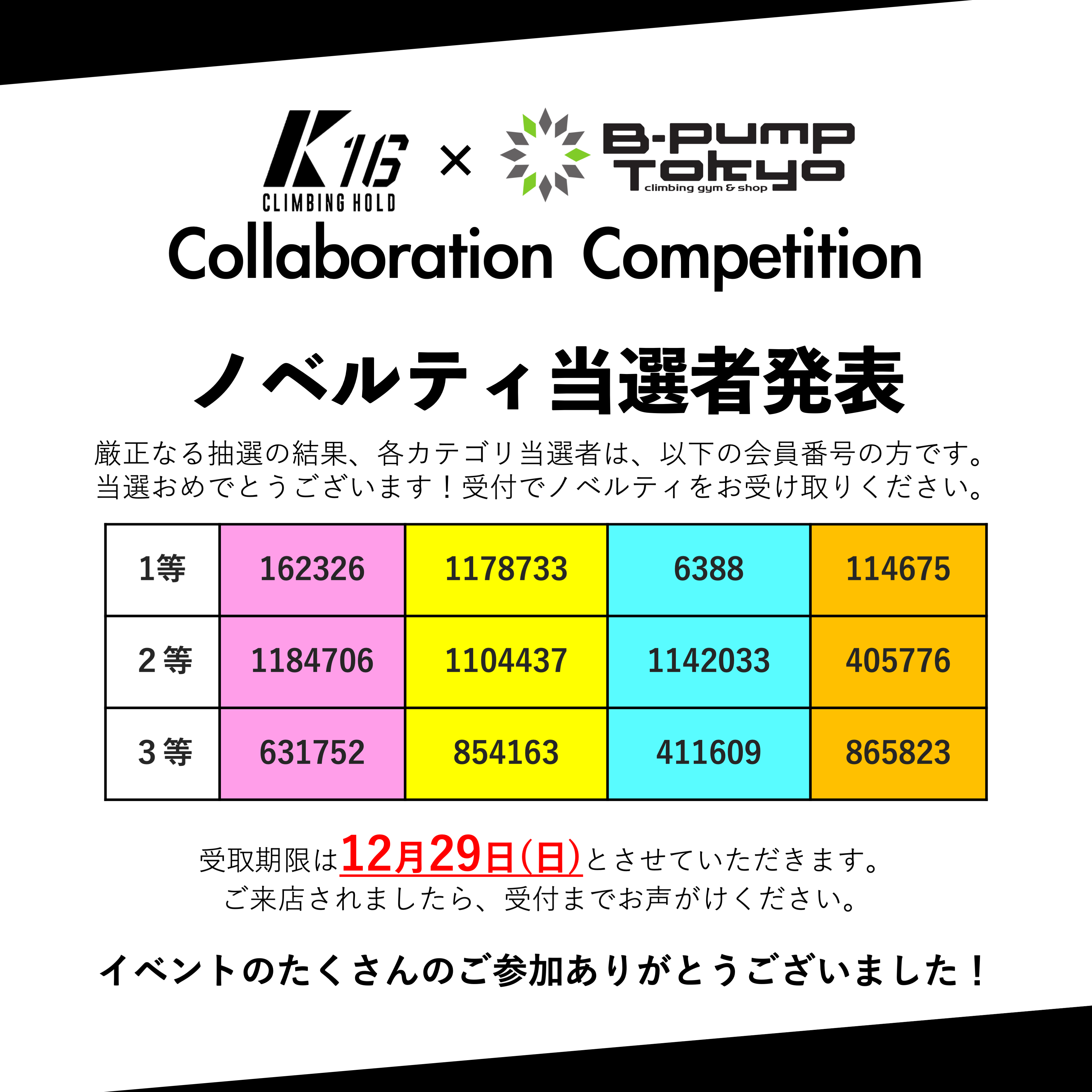 K16 Hold Competition ノベルティ当選者発表！